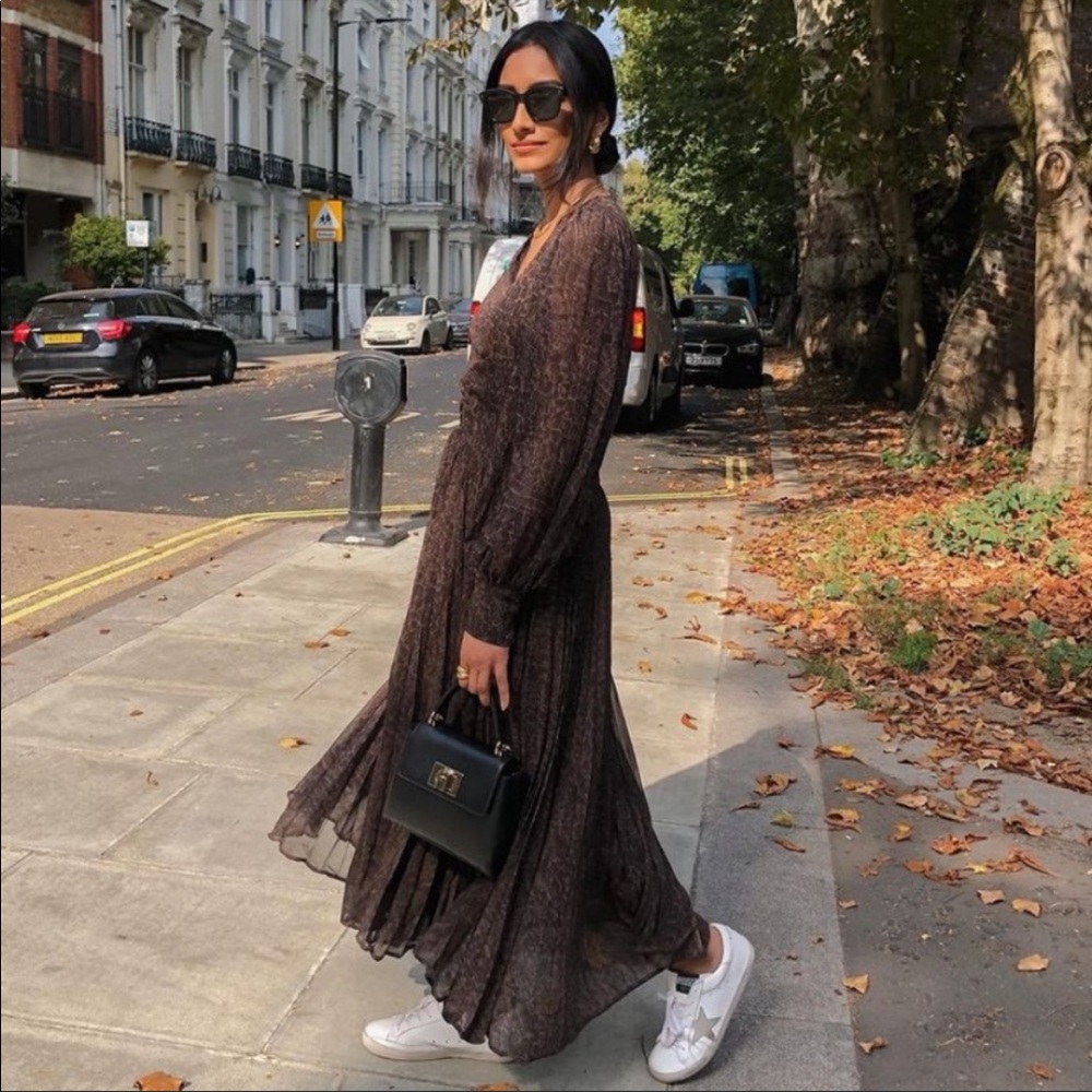 NWT Crocodile Print Maxi Voluminous Chiffon Dress